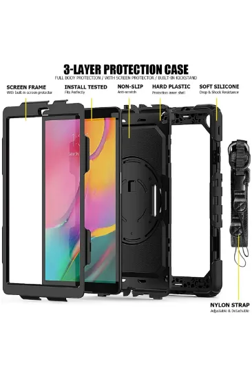 Newface Samsung Galaxy T510 Tab A 10.1 Kılıf Pars Tablet Kapak - Siyah resmi