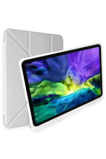 Newface iPad 9.7 (2018) Kılıf Kalemlikli Mars Tablet Kılıfı - Gri resmi