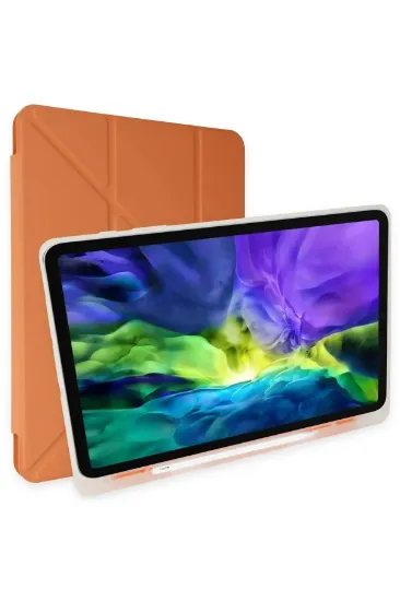 Newface iPad 9.7 (2018) Kılıf Kalemlikli Mars Tablet Kılıfı - Turuncu resmi