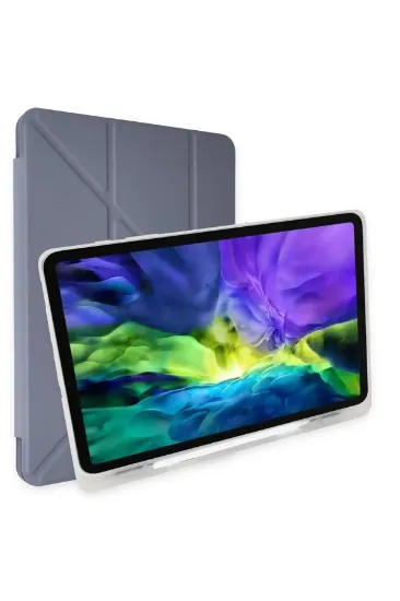 Newface iPad Pro 12.9 (2021) Kılıf Kalemlikli Mars Tablet Kılıfı - Lila resmi
