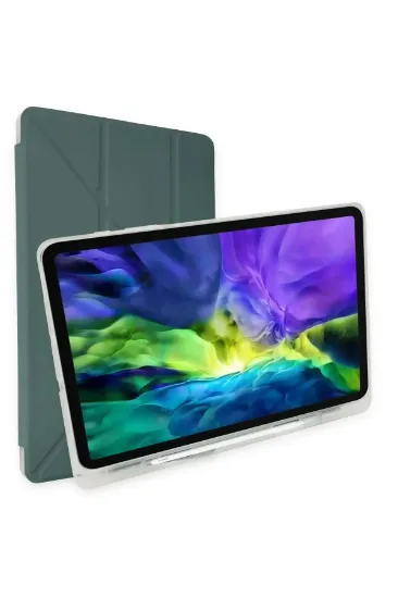 Newface iPad Pro 12.9 (2021) Kılıf Kalemlikli Mars Tablet Kılıfı - Koyu Yeşil resmi
