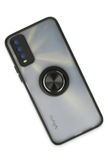 Newface Vivo Y11S Kılıf Montreal Yüzüklü Silikon Kapak - Siyah resmi