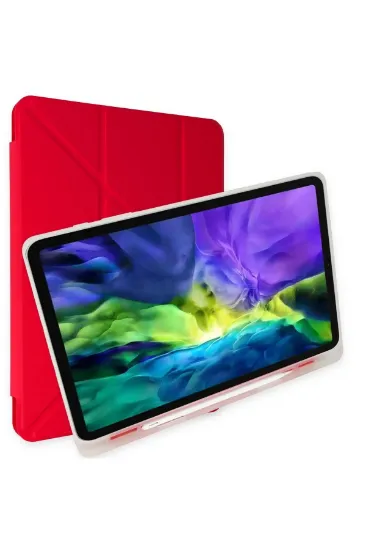 Newface Samsung Galaxy P610 Tab S6 Lite 10.4 Kılıf Kalemlikli Mars Tablet Kılıfı - Kırmızı resmi