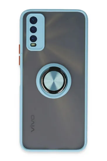 Newface Vivo Y11S Kılıf Montreal Yüzüklü Silikon Kapak - Buz Mavi resmi