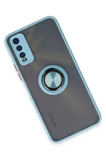 Newface Vivo Y11S Kılıf Montreal Yüzüklü Silikon Kapak - Buz Mavi resmi