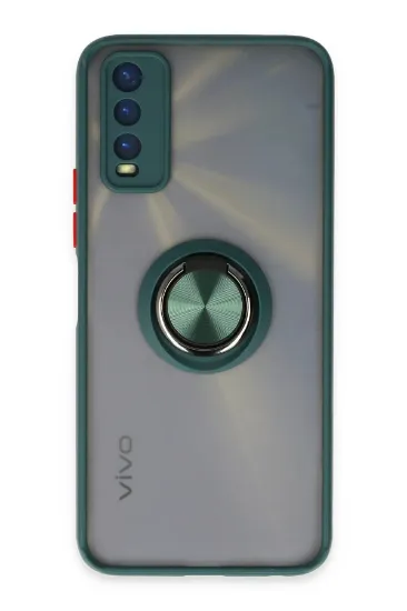 Newface Vivo Y11S Kılıf Montreal Yüzüklü Silikon Kapak - Yeşil resmi
