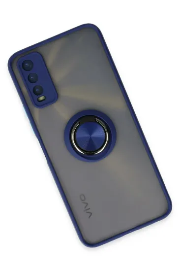 Newface Vivo Y11S Kılıf Montreal Yüzüklü Silikon Kapak - Lacivert resmi