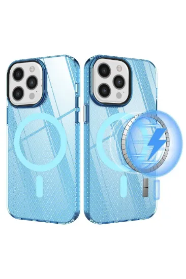 Newface iPhone 12 Pro Max Kılıf Beta Magneticsafe Silikon - Mavi resmi