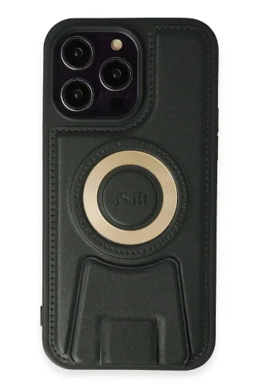 Newface iPhone 13 Pro Max Kılıf Merkür Magneticsafe Standlı Kapak - Koyu Yeşil resmi