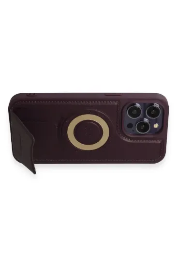 Newface iPhone 13 Pro Max Kılıf Merkür Magneticsafe Standlı Kapak - Derin Mor resmi