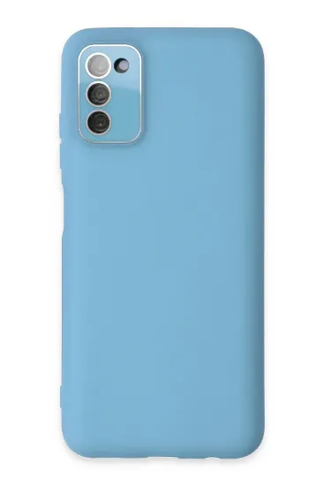 Newface Samsung Galaxy A03S Kılıf Lansman Glass Kapak - Mavi resmi