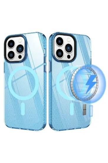 Newface iPhone 13 Pro Max Kılıf Beta Magneticsafe Silikon - Mavi resmi