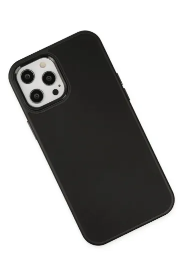 Newface iPhone 12 Pro Max Kılıf Asya Deri Silikon - Siyah resmi