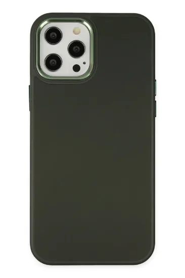 Newface iPhone 12 Pro Max Kılıf Asya Deri Silikon - Koyu Yeşil resmi