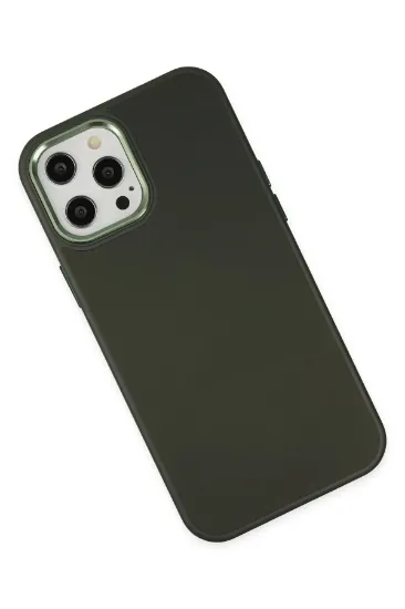 Newface iPhone 12 Pro Max Kılıf Asya Deri Silikon - Koyu Yeşil resmi