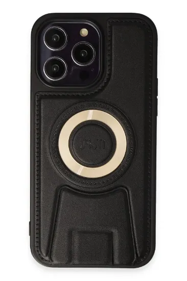 Newface iPhone 14 Pro Max Kılıf Merkür Magneticsafe Standlı Kapak - Siyah resmi