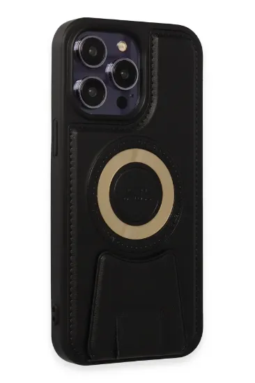 Newface iPhone 14 Pro Max Kılıf Merkür Magneticsafe Standlı Kapak - Siyah resmi