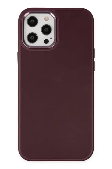 Newface iPhone 12 Pro Max Kılıf Asya Deri Silikon - Mürdüm resmi