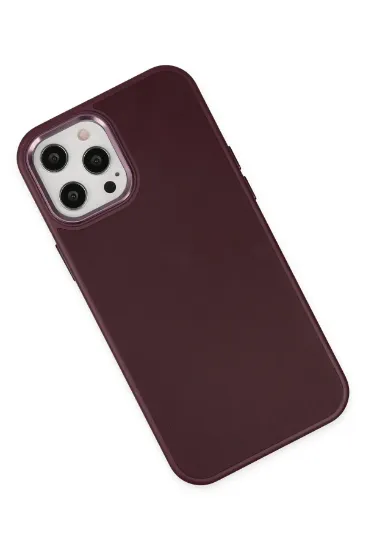 Newface iPhone 12 Pro Max Kılıf Asya Deri Silikon - Mürdüm resmi
