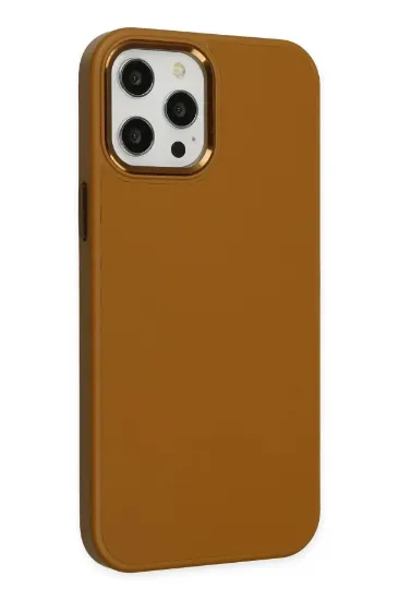 Newface iPhone 12 Pro Max Kılıf Asya Deri Silikon - Kahverengi resmi