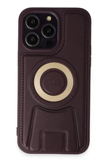 Newface iPhone 14 Pro Max Kılıf Merkür Magneticsafe Standlı Kapak - Derin Mor resmi