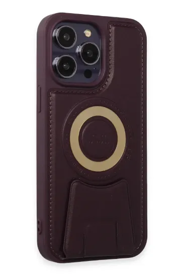Newface iPhone 14 Pro Max Kılıf Merkür Magneticsafe Standlı Kapak - Derin Mor resmi