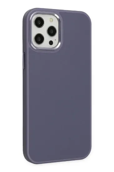 Newface iPhone 12 Pro Max Kılıf Asya Deri Silikon - Mor resmi