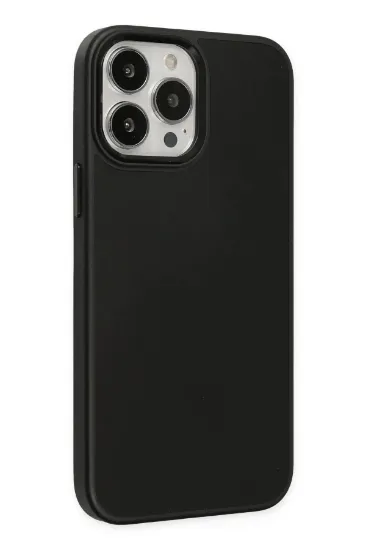 Newface iPhone 13 Pro Max Kılıf Asya Deri Silikon - Siyah resmi