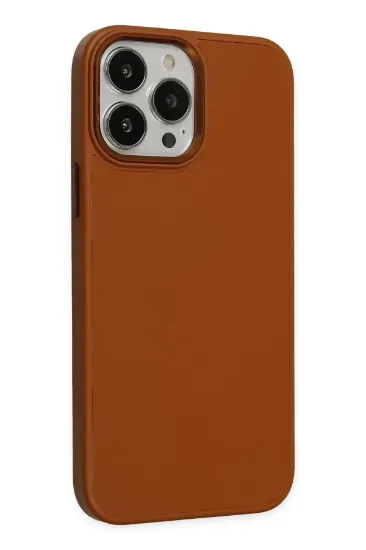 Newface iPhone 13 Pro Max Kılıf Asya Deri Silikon - Kahverengi resmi
