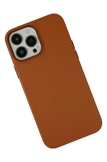 Newface iPhone 13 Pro Max Kılıf Asya Deri Silikon - Kahverengi resmi