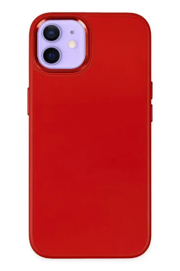 Newface iPhone 12 Kılıf Asya Deri Silikon - Kırmızı resmi