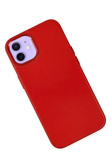 Newface iPhone 12 Kılıf Asya Deri Silikon - Kırmızı resmi