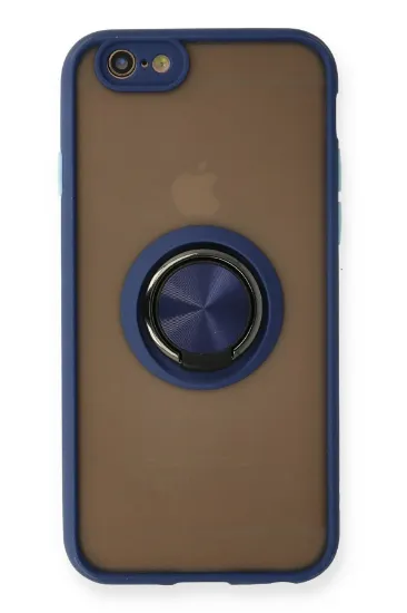 Newface iPhone 6 Kılıf Montreal Yüzüklü Silikon Kapak - Lacivert resmi