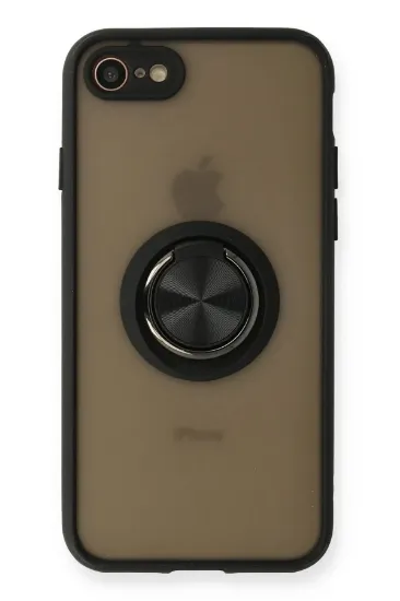 Newface iPhone 7 Kılıf Montreal Yüzüklü Silikon Kapak - Siyah resmi