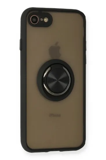 Newface iPhone 7 Kılıf Montreal Yüzüklü Silikon Kapak - Siyah resmi