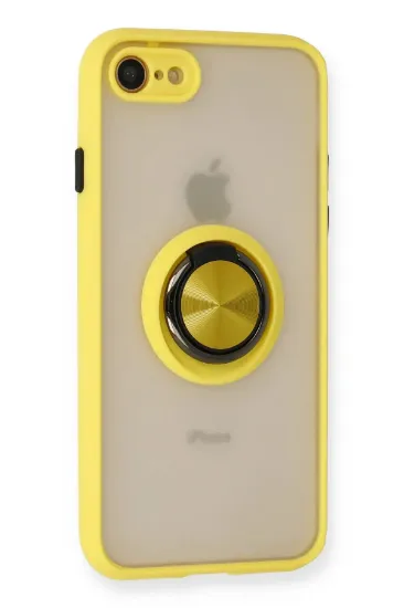 Newface iPhone 7 Kılıf Montreal Yüzüklü Silikon Kapak - Sarı resmi