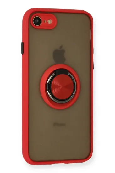 Newface iPhone 7 Kılıf Montreal Yüzüklü Silikon Kapak - Kırmızı resmi