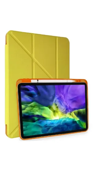 Newface iPad Air 4 10.9 Kılıf Kalemlikli Mars Tablet Kılıfı - Açık Sarı resmi