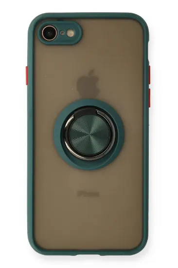 Newface iPhone 7 Kılıf Montreal Yüzüklü Silikon Kapak - Yeşil resmi