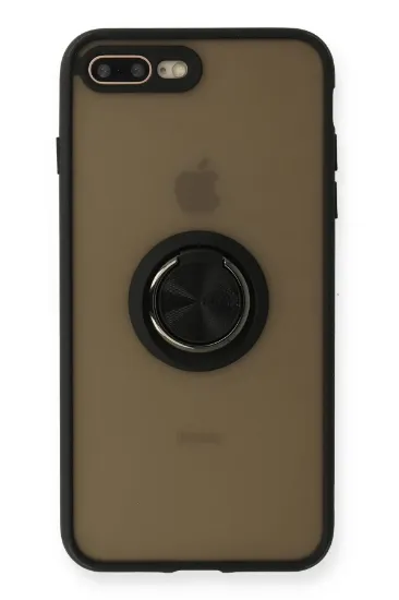 Newface iPhone 7 Plus Kılıf Montreal Yüzüklü Silikon Kapak - Siyah resmi