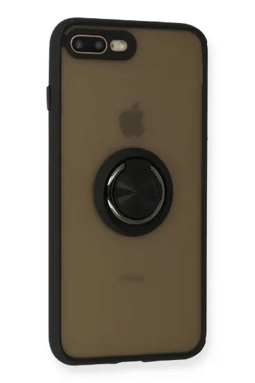 Newface iPhone 7 Plus Kılıf Montreal Yüzüklü Silikon Kapak - Siyah resmi