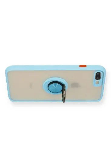 Newface iPhone 7 Plus Kılıf Montreal Yüzüklü Silikon Kapak - Buz Mavi resmi