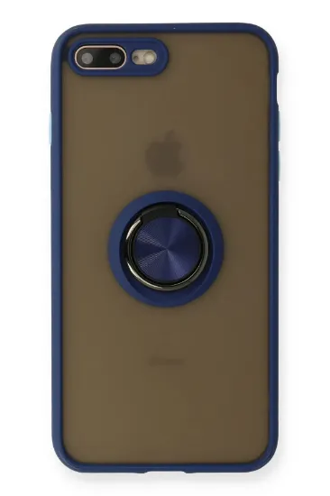 Newface iPhone 7 Plus Kılıf Montreal Yüzüklü Silikon Kapak - Lacivert resmi