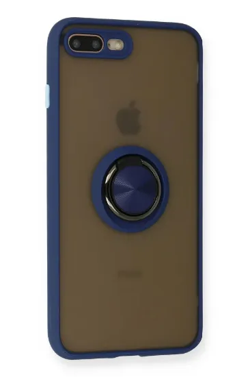 Newface iPhone 7 Plus Kılıf Montreal Yüzüklü Silikon Kapak - Lacivert resmi
