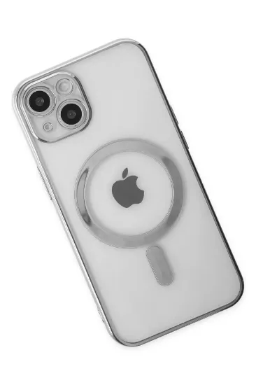 Newface iPhone 14 Plus Kılıf Magneticsafe Lazer Silikon - Gümüş resmi