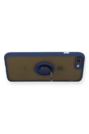 Newface iPhone 7 Plus Kılıf Montreal Yüzüklü Silikon Kapak - Lacivert resmi