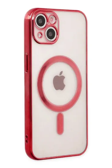Newface iPhone 14 Plus Kılıf Magneticsafe Lazer Silikon - Kırmızı resmi