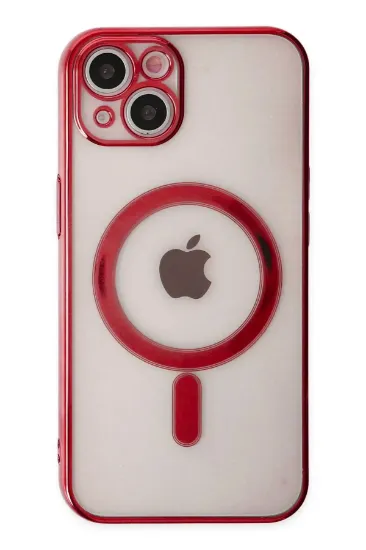 Newface iPhone 14 Plus Kılıf Magneticsafe Lazer Silikon - Kırmızı resmi