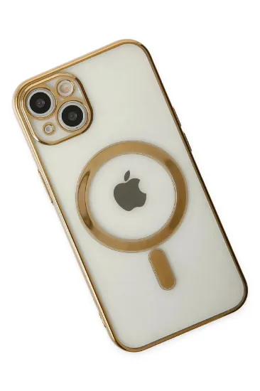 Newface iPhone 14 Plus Kılıf Magneticsafe Lazer Silikon - Gold resmi