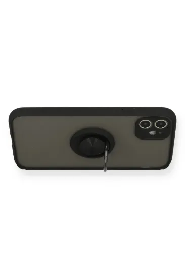 Newface iPhone 11 Kılıf Montreal Yüzüklü Silikon Kapak - Siyah resmi